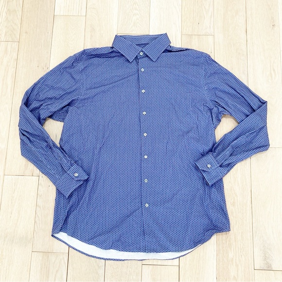 Bugatchi Blue Dress Shirt Long-Sleeved Classic - Picture 1 of 7
